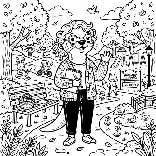 Charming Otter in Bobbie Goods Style Coloring Page
