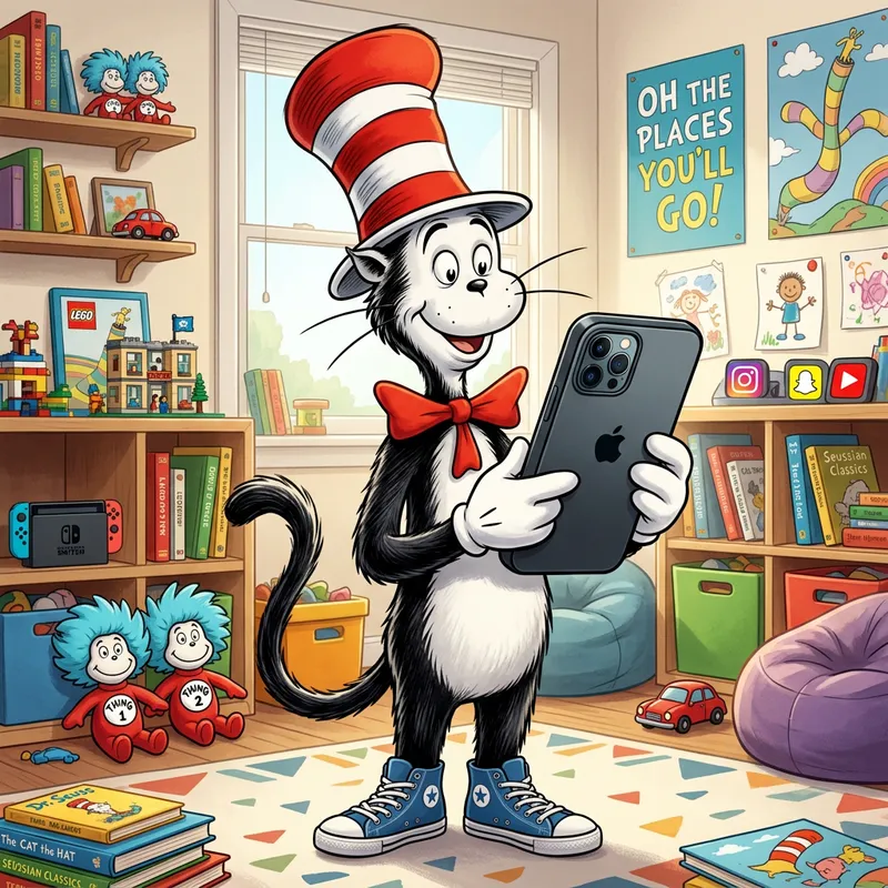 Cat in the Hat Modernized with iPhone