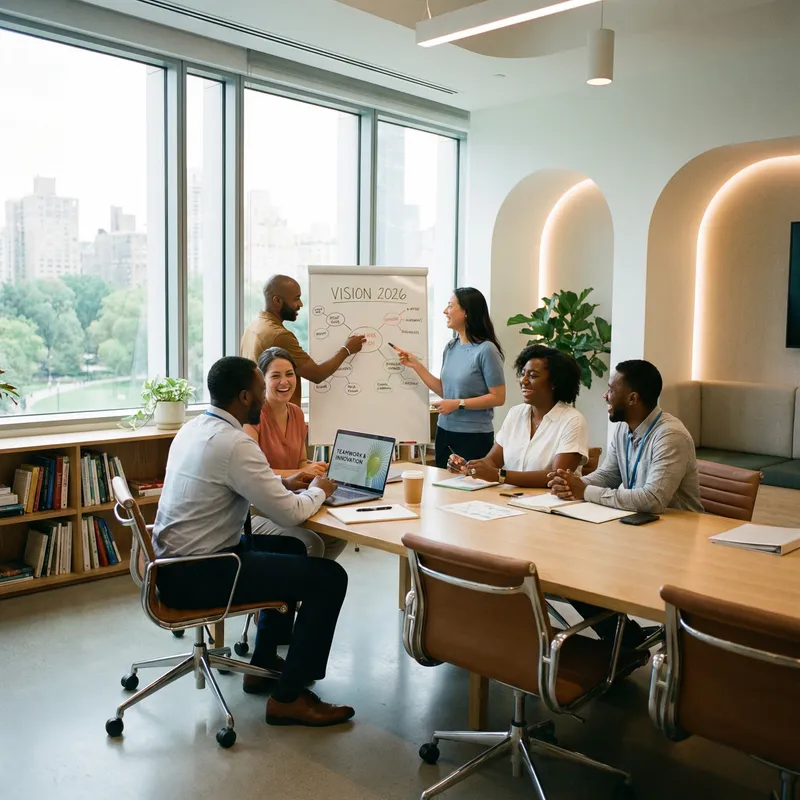 Collaborative Educators in Modern Office