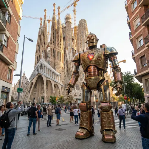 Robot in Barcelona: A Unique Sagrada Familia View