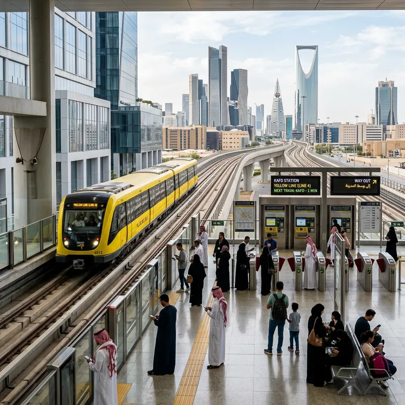 Realistic Riyadh Metro Yellow Line - Urban Setting Image