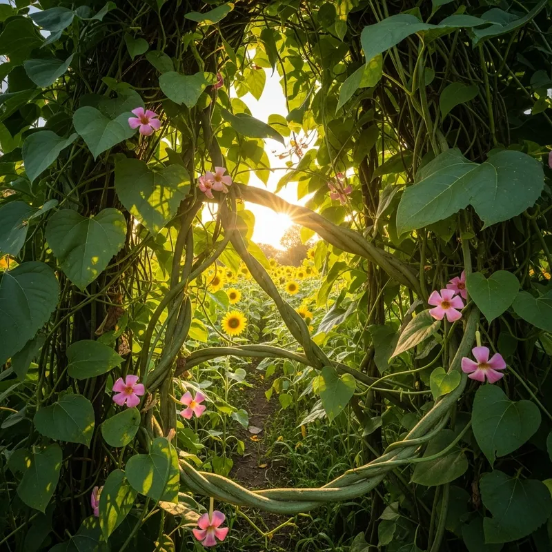 Tangled Vines with Beautiful Flowers