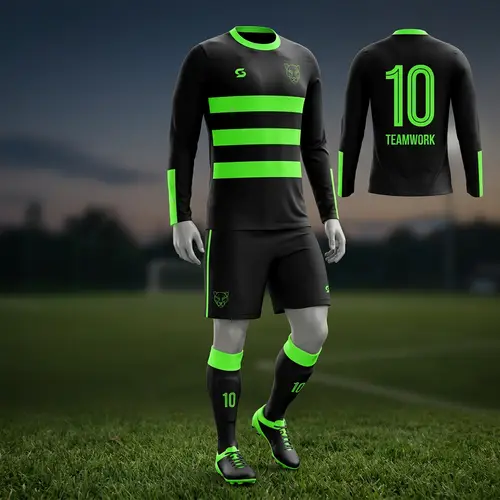 Black and Neon Green Soccer Uniform Design | Teamwork & Athleticism
