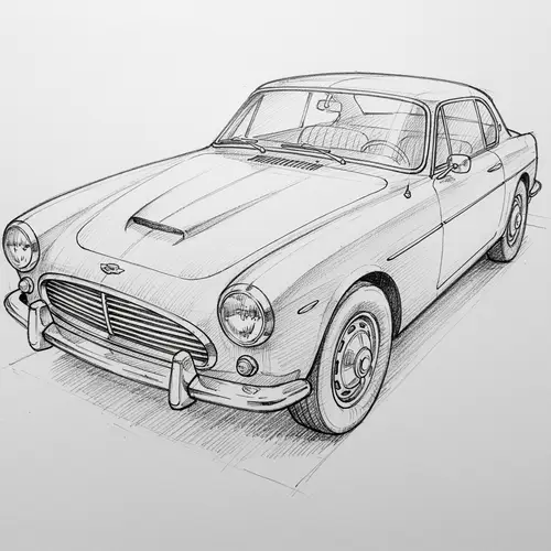 Fine Line Drawing of a Car