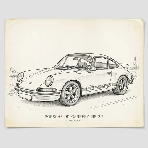 Fine Line Drawing of a Car