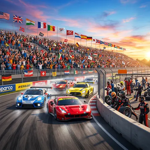 Exciting Motorsport Event with Fast Race Cars and Diverse Fans