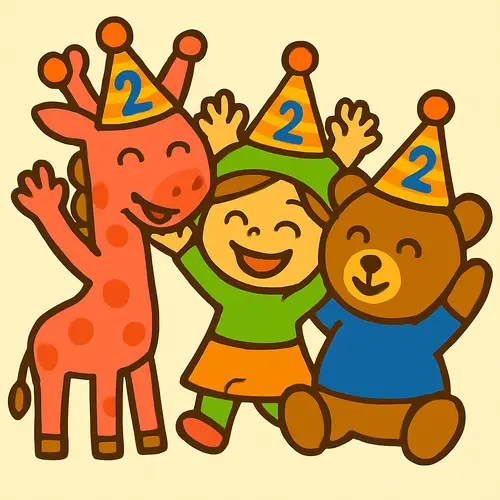 Cheerful 2nd Birthday Illustration for Kids