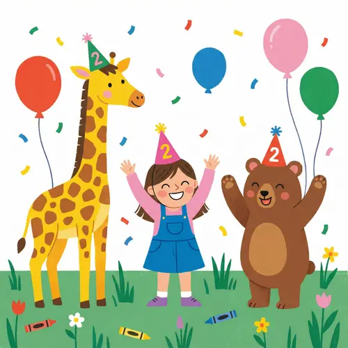 Cheerful 2nd Birthday Illustration for Kids