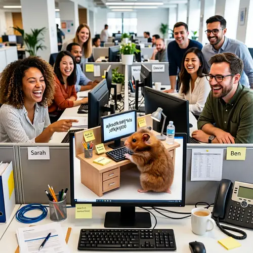 Funny Hamster at the Office: A Comical Scene