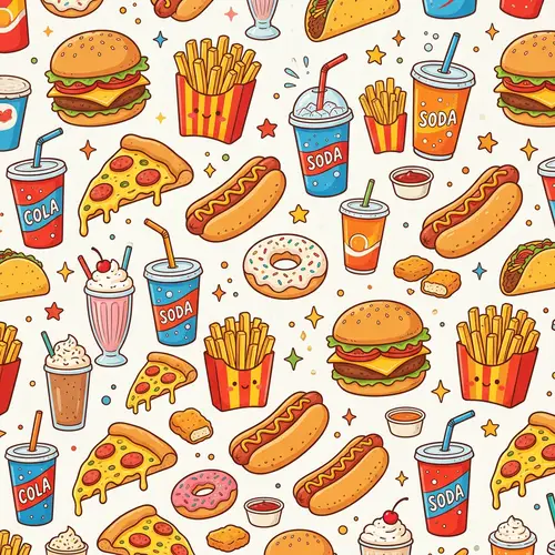 Vibrant Fast Food Wallpaper Design