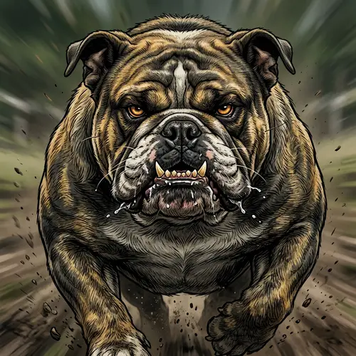 Fierce Bulldog Illustration - Powerful Canine Art