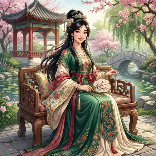 Feminine Mulan OC with Black Hair