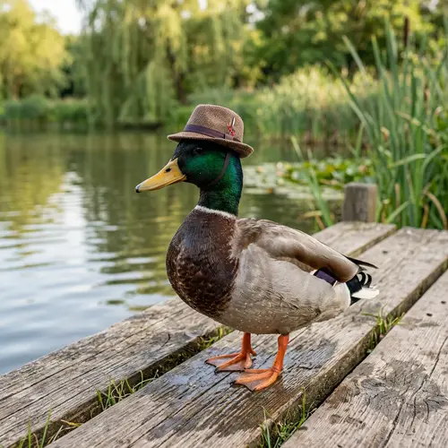 Duck Wearing Hat: Cute Animal Outfit for Fun