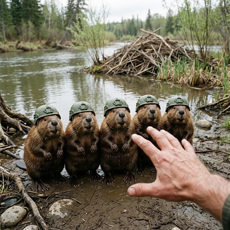 Beavers in Helmets Defending Against Human Hands