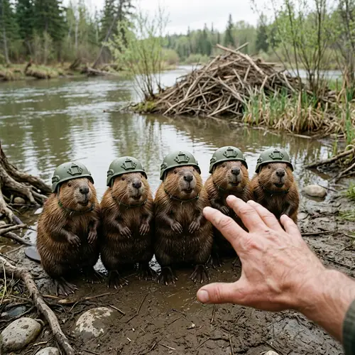 Beavers in Helmets Defend Against Human Hands