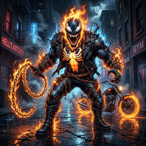 Venom and Ghost Rider Fusion Artwork