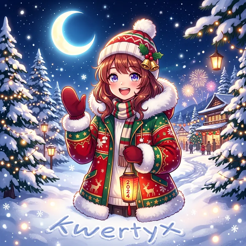 Anime Style New Year Avatar with kwertyx Inscription