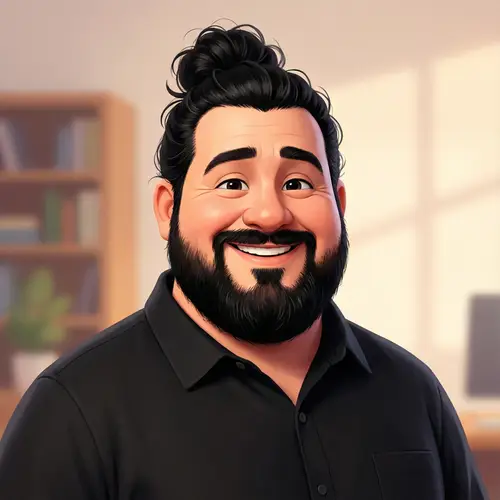 Pixar-Style Headshot of a Happy Chubby Man