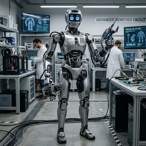 Advanced Humanoid Robot of 2023 | Sleek Metal & High-Tech Features