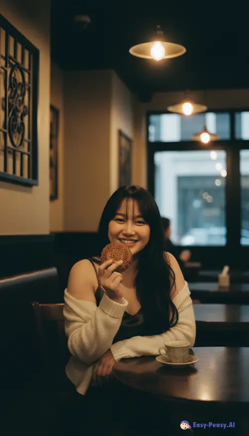 Chinese Mooncake Delight in a Noir Café