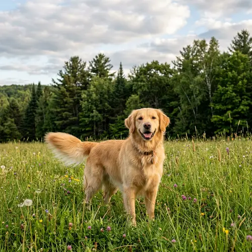 Serene Medium-Sized Dog in Lush Grass Field