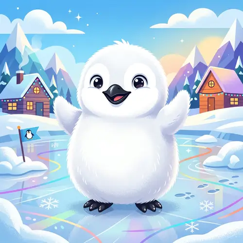 Cute & Modern White Penguin with Black Beak & Legs