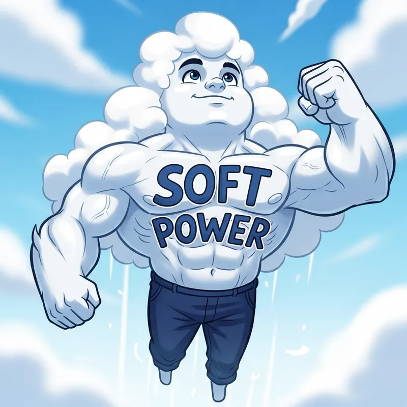 Cute Anthropomorphic Cloud: Soft Power Concept Cute Anthropomorphic Cloud: Soft Power Concept