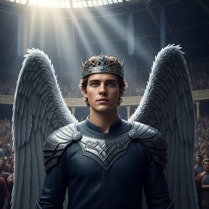 Handsome Prince with Magnificent Wings and Crown Handsome Prince with Magnificent Wings and Crown