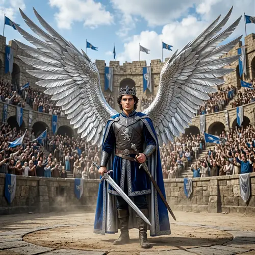 Handsome Prince with Magnificent Wings and Crown