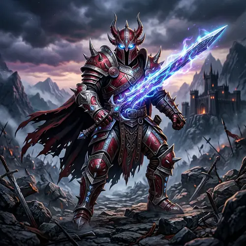 Mystical Armored Warrior with Glowing Blade | Fantasy Art