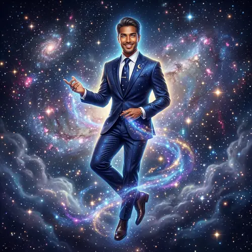 Ethereal Genie in Sharp Suit - Mystical Scene Captured