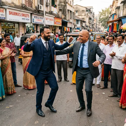 Energetic Street Dance with Middle-Aged Indian Men in Suits