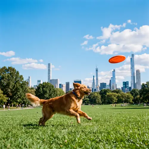 Lively Dog Playing in Green Park | Urban Nature Scene