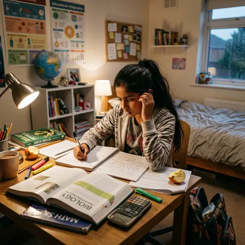 Dedicated School Student Focused on Studies