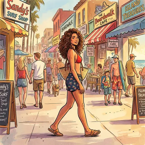 Vibrant Beach Scene Comic Illustration