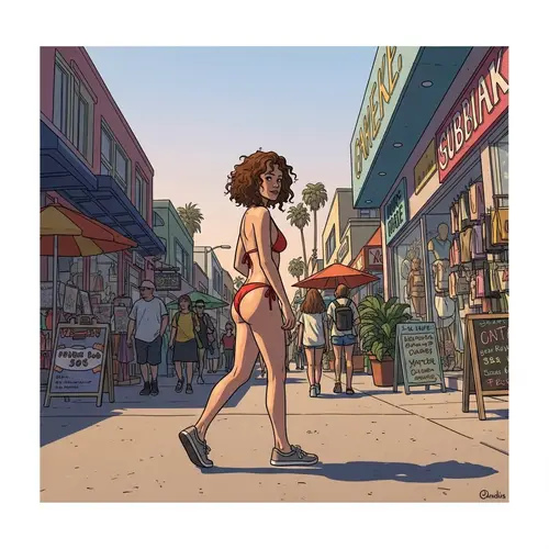 Vibrant Beach Scene Comic Illustration