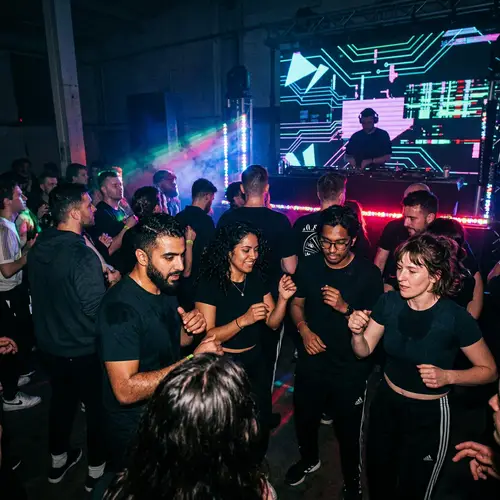 Lively Techno Music Party with Multicultural Crowd | Neon Experience