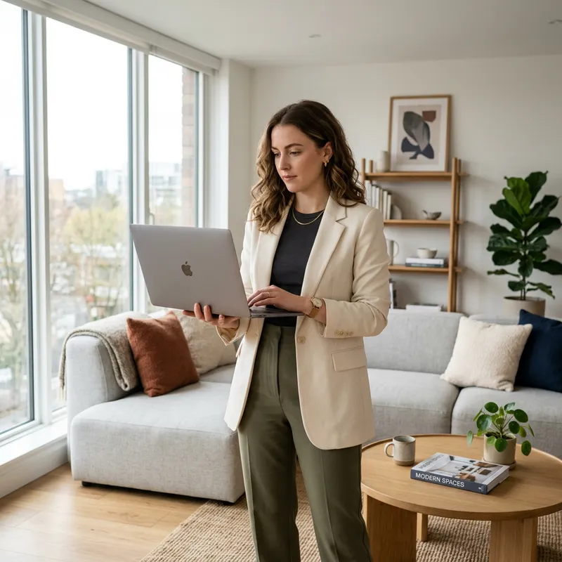 Brown-Haired Interior Designer in Elegant Apartment