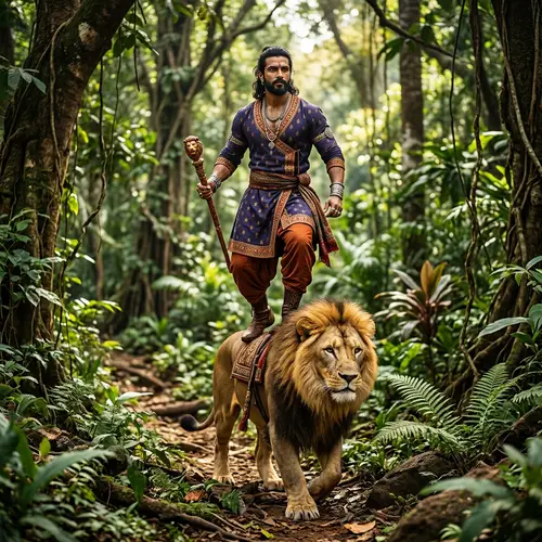 Indian Actor on Lion | Majestic Jungle Adventure
