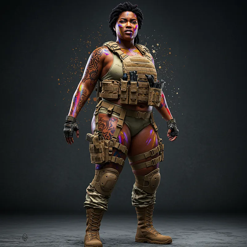 Bold Plus Sized African American Vigilante Portrait