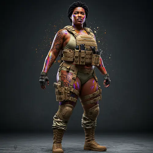 Bold Plus Sized African American Vigilante Portrait