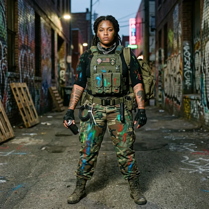 Bold Plus Sized African American Vigilante Portrait