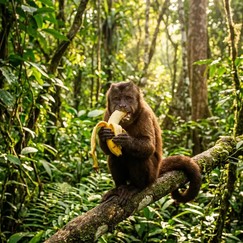 Monkey Eating Banana: Enjoying a Ripe Delight in the Forest
