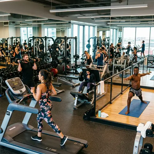 Dynamic Gym with Treadmills, Weights, Yoga & Pilates Area