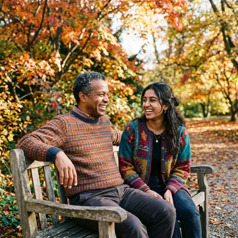 Brother and Sister Bonding in a Autumn Park