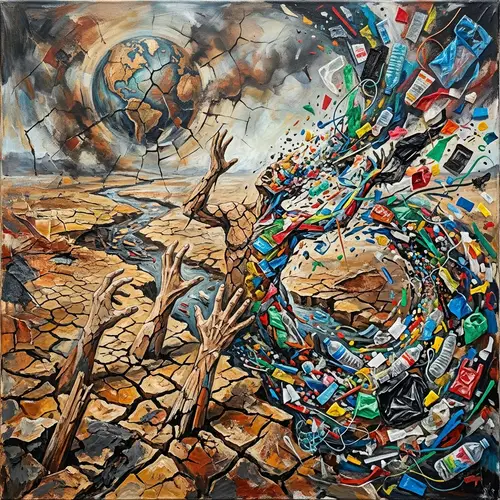 Water Crisis and Plastic Pollution - Abstract Art