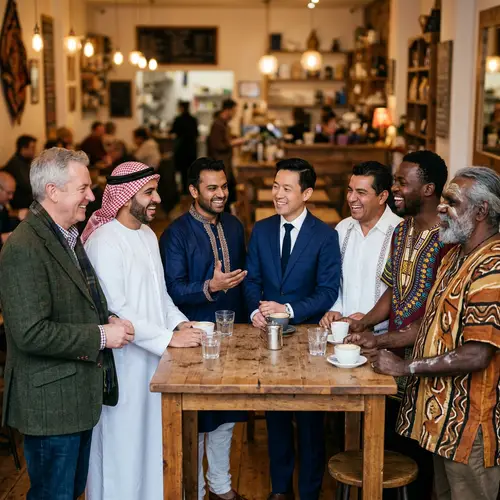 United Harmony: A Gathering of Seven Diverse Brotherly Figures