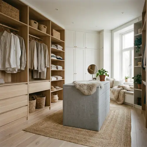Beautiful Scandinavian Walk-in Closet Interior Design