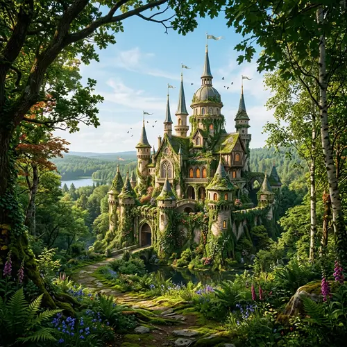 Enchanting Fairytale Castle in Verdant Forest