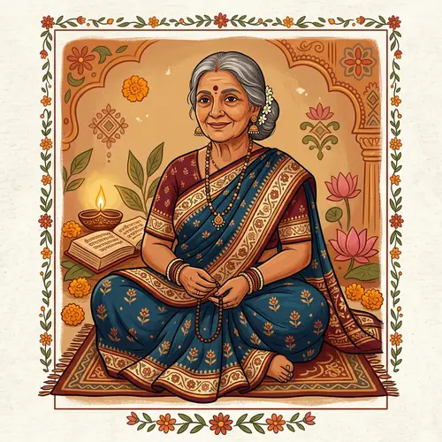 Baisnabi Devi Serene Elderly Woman T-shirt Print Design